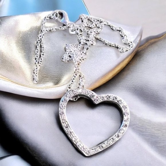 Vintage Cubic zirconia, heart charm, heart pendant Silver 925 - Picture 6 of 16